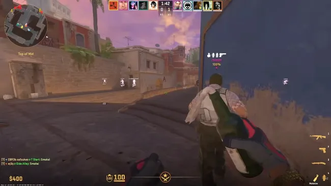 CS2 FACEIT ESP box and skeleton overlay comparison on competitive map